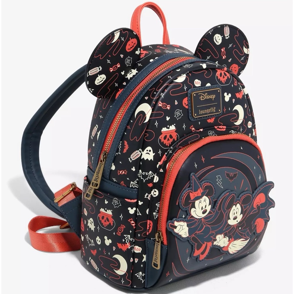 Loungefly x Disney Mickey & Minnie Halloween Ears Glow-in-the-Dark Mini Backpack - Picture 7 of 16